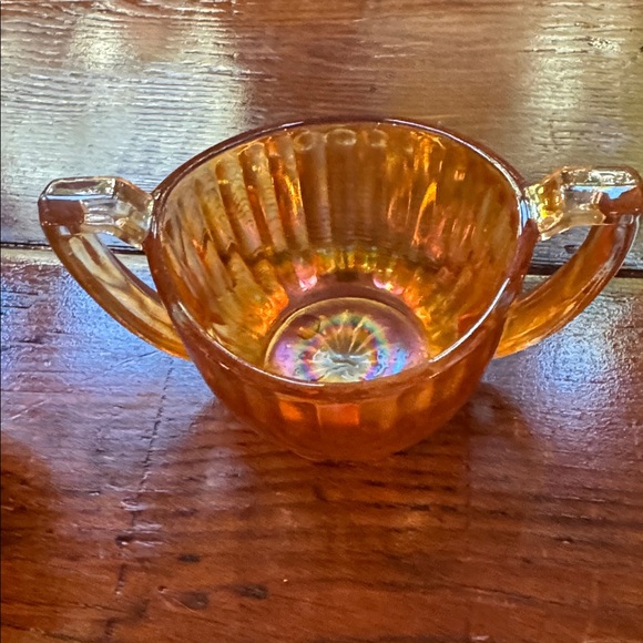 vintage marigold carnival glass creamer & sugar bowl set Imperial Glass Company - Picture 2 of 7